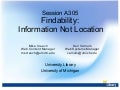 Findability:  Information, Not Location
