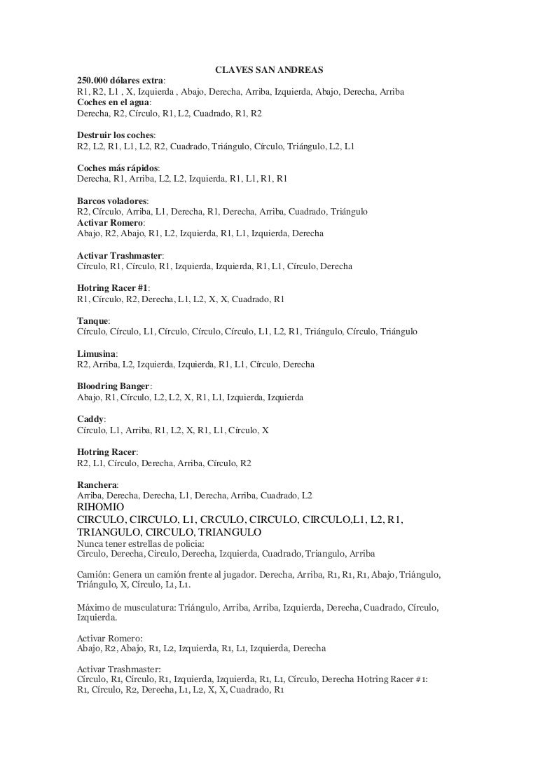 Claves san andreas