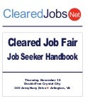 Cleared Job Fair Job Seeker Handbook Nov 18, 2010, Crystal City, VA