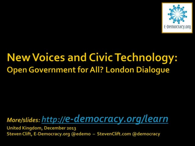 New Voices and Civic Technology - O...