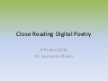 Close Reading Digital Poetry