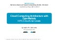 Cloud Computing Architecture with Open Nebula  - HPC Cloud Use Cases - NASA Ames 2012