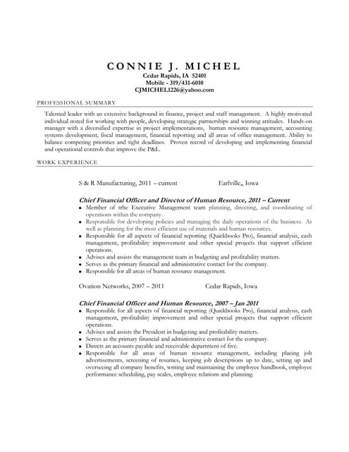 C Michel Resume June 2011 Ia