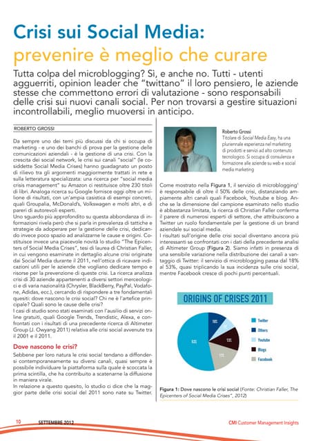 Crisi sui Social Media: prevenire è meglio che curare - CMI settembre 2012