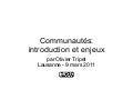 Communautés: introduction et enjeux