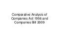 Comparitive analysis  Companies Act and Companies Bill &rsquo;10