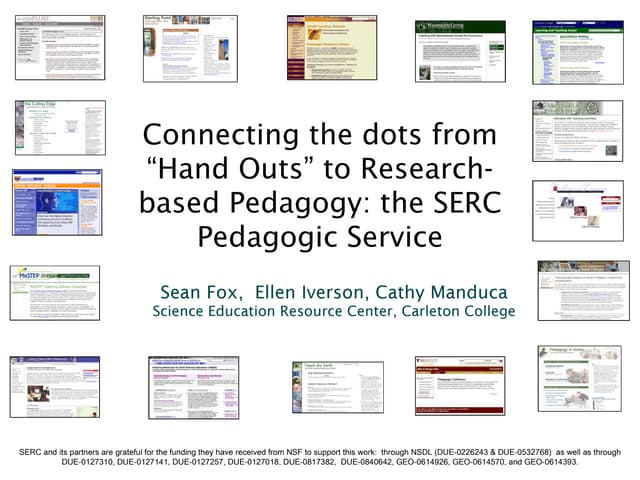 Connecting the dots from &ldquo;Hand Outs&rdquo; to Research-based Pedagogy: the SERC Pedagogic Service