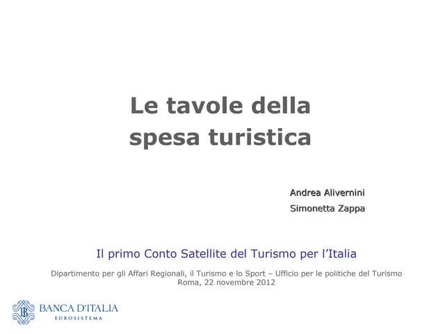 A. Alivernini, S. Zappa -  Le tavole della spesa turistica