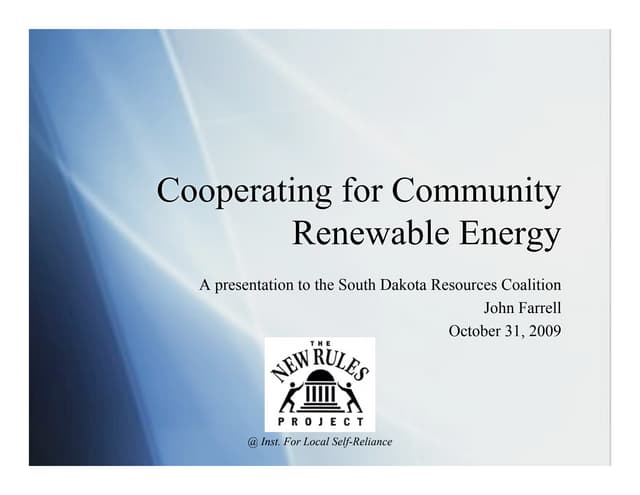 Cooperating for community renewable...