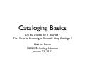 Cataloging Basics Webinar (NEKLS)