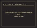 Lecture 7- Text Statistics and Document Parsing