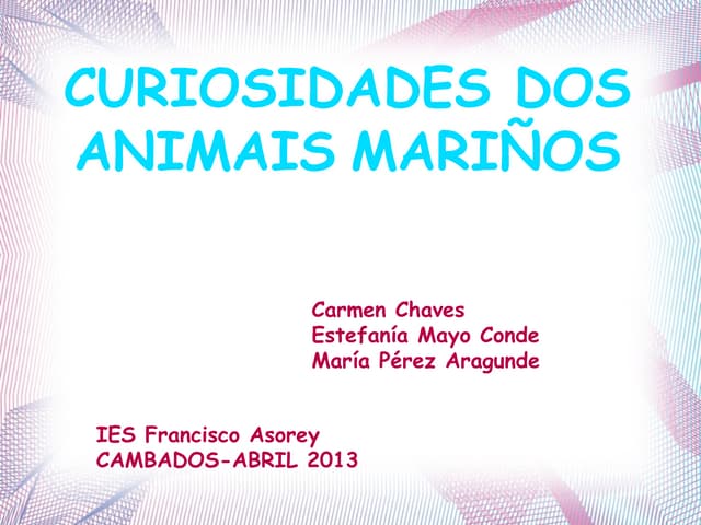 Curiosidades dos animais mariños