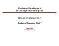 Customer Development 4: Customer Discovery Part 1