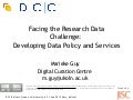 Facing the data challenge: Developing data policy and services