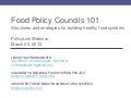 Food Policy Councils 101