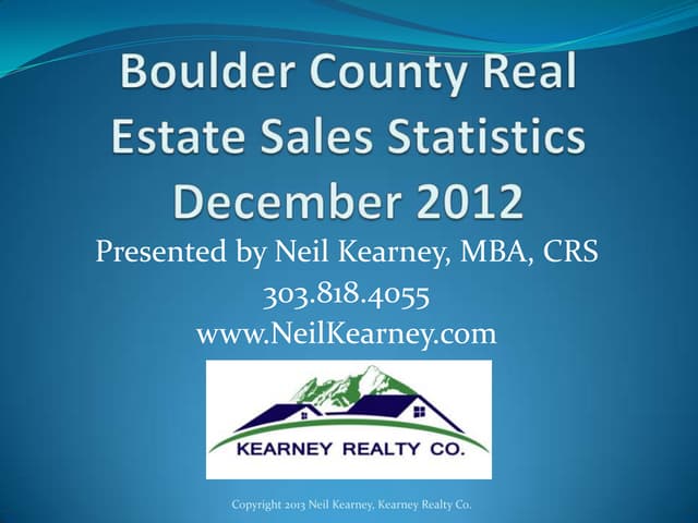 Boulder County December 2012 statistics