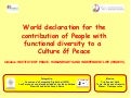 World declaration for the contribution of People with functional diversity to a Culture of Peace