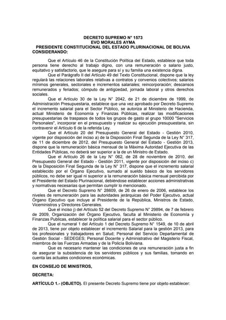 Decreto supremo n 1573