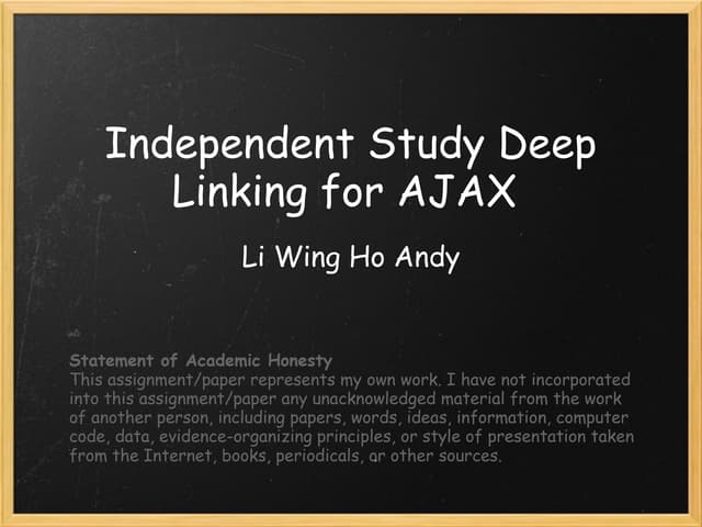 Deep Linking For Ajax Presentation
