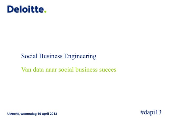 Data Pioneers - Jochem Koole (Deloitte Nederland) - Social media (research) ervaringen uit de praktijk