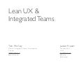 Lean UX, Product Stewardship & Integrated Teams