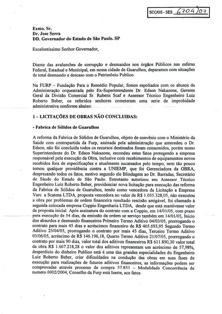 Denúncia feita em 2007