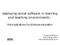 Deploying social software in learning and teaching environments