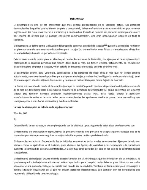 Desempleo - Macroeconomia