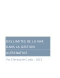 Des limites de la VAR dans la Gestion Alternative   par Christophe Cadoz - mai 2013