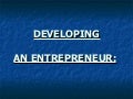 Developing An Entrepreneur