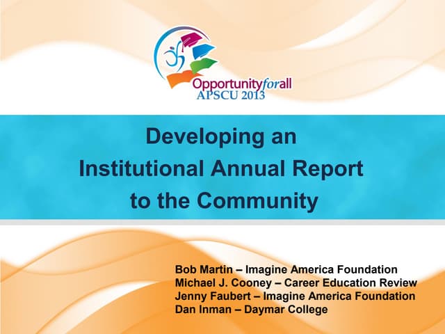 Developing a Institutional Annual Report to the Community