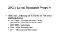 DFO Lakes Research Program SLIPP WQ PAC Workshop 12-April-2012