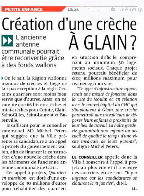 Création d&rsquo;une crèche à Glain ?