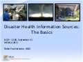 Workshop - Disaster Health Information Sources: The Basics