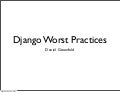 Django Worst Practices