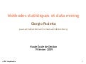 Introduction au Data Mining et Méthodes Statistiques