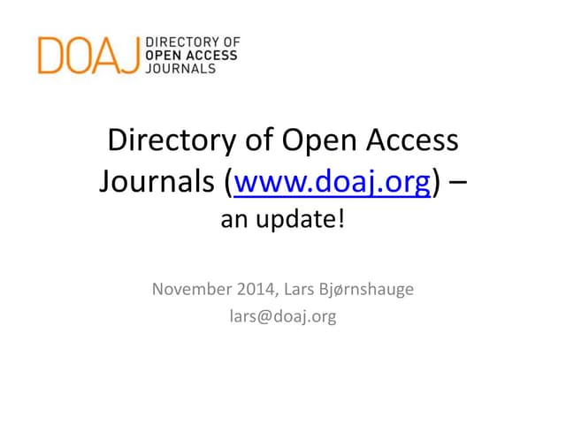 Presentation by Lars Bjørnshauge to SPARC Europe, November 2014