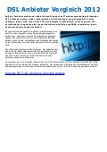DSL Anbieter Vergleich 2012