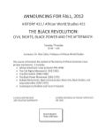 DU Fall 2012 New Course The Black Revolution Dr. A. Colon