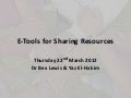 E-Tools for Sharing Resources