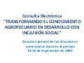 Consulta Electronica “TRANSFORMANDO EL CONOCIMIENTO AGROPECUARIO EN DESARROLLO CON INCLUSIÓN SOCIAL” 