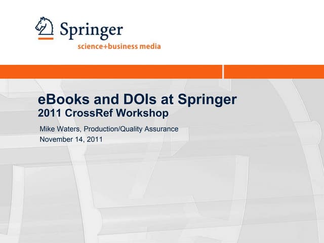 eBooks and DOIs at Springer (2011 C...