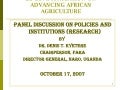 EC Communication on Advancing African Agriculture - Panel discussion on policies and institutions