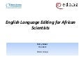 English language editing for African scientists
