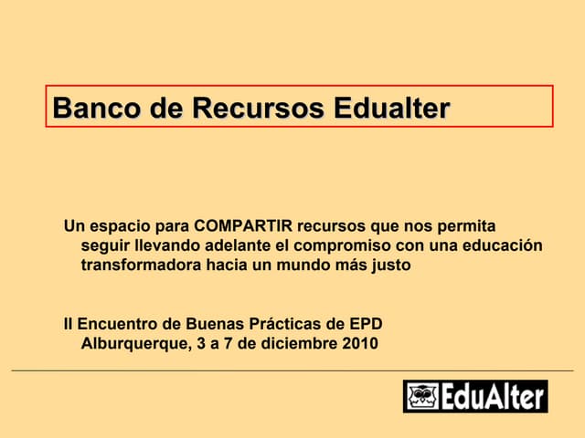 Presentación Banco Recursos Edualter BBPP 2010