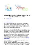Educating disabled children   education of disabled children in india