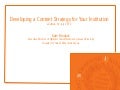 Developing a Content Strategy for Your Institution