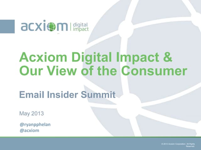 Email Insider Summit Lunch Presentation: Acxiom 2013 Behavioral Study