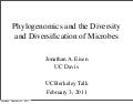Phylogenomics Talk at UC Berkeley by J. A. Eisen