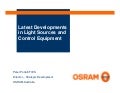 Latest Developments in Light Sources and Control Equipment